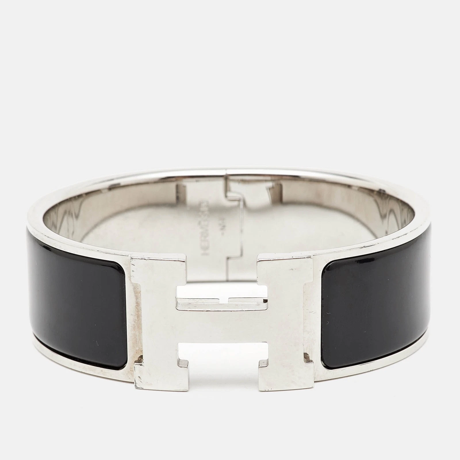 HERMÈS Bracciale Hermes Clic Clac H Smalto Nero Placcato Palladio
