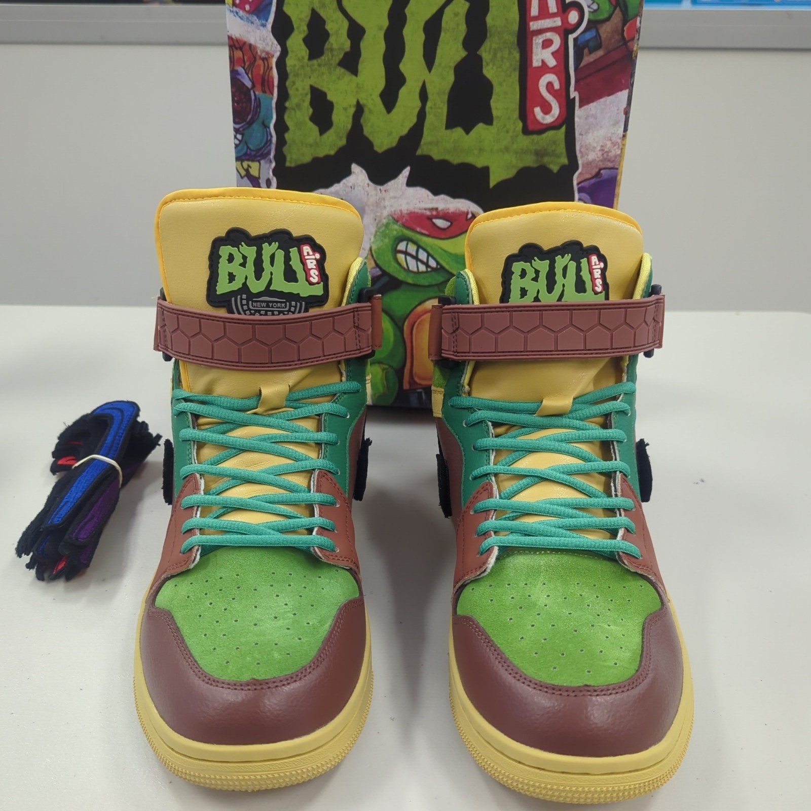 Bull Airs Custom Nike Jordan 1 High Ninja Turtles Size 14M New image 4