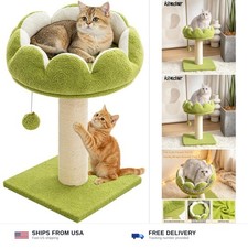 Cat Scratching Post, Cute Flower Cat Scratcher with Perch, Sisal Scratch Post...