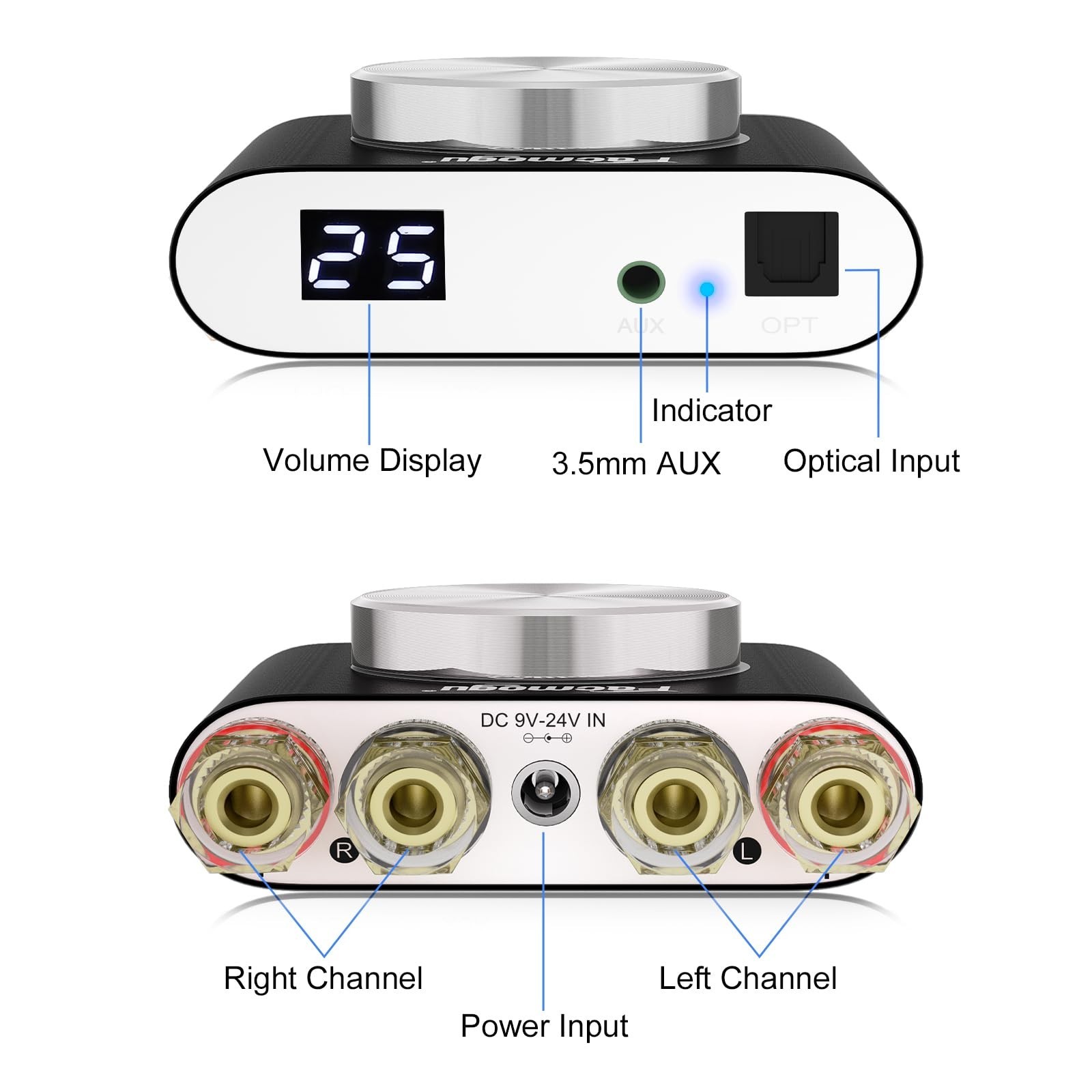 Facmogu M6 200W Mini Bluetooth 5.0 Audio Power Amplifier, 100Wx2 Dual Channel...