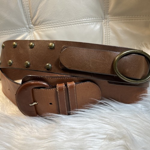 Cinturón Vintage Bloomingdales Lthr Cinturón Cintura Ancha Mujer S M Italia Tachuelas Lote De 2 - Imagen 2 de 15