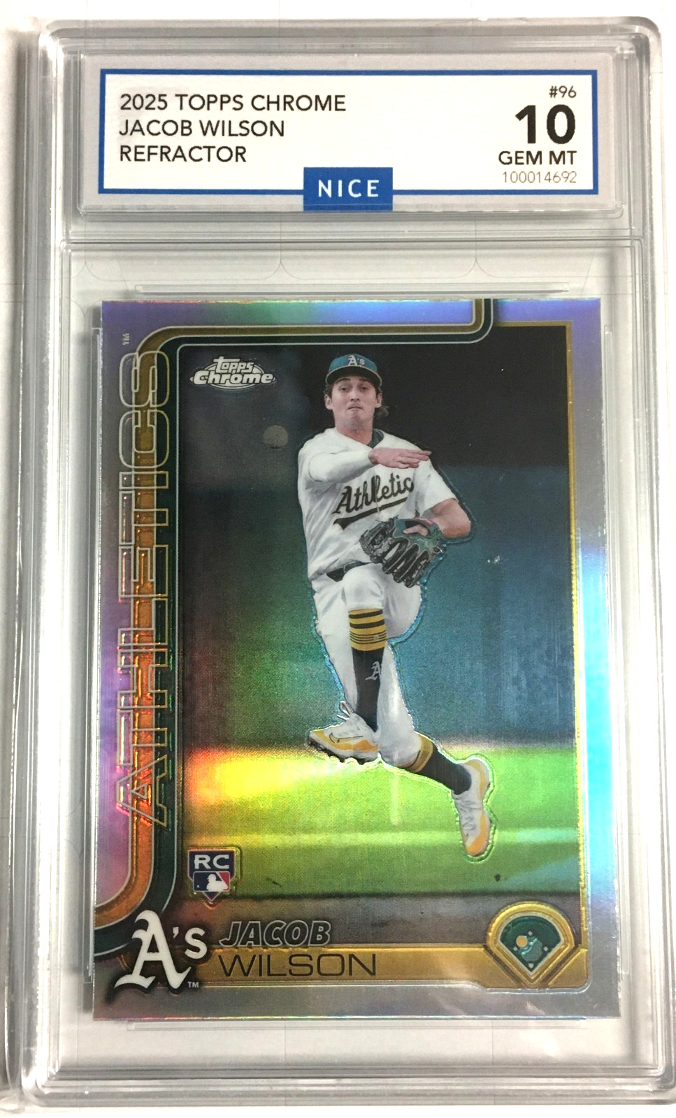 2025 Topps Chrome Jacob Wilson #96 Refractor (RC) NICE PSA GEM 10 A'S ATHLETICS