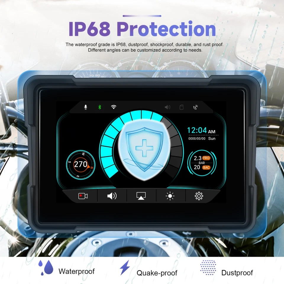 5" Motorrad CarPlay Android Auto Bildschirm GPS Navigation für Motorrad TPMS DVR - Bild 4 von 4