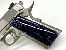 1911 .45 ACP Gov't Custom Series Brilliant Blue Black Graphic Pearl Grips