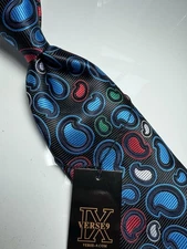 NWT VERSE 9 MULTI COLOR PAISLEY STYLE PRINT SILK DESIGNS NECK TIE & HANKY