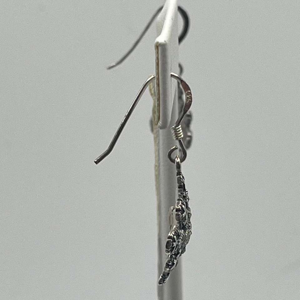 Pendientes colgantes de plata copo de nieve marcasita invierno vacaciones joyería regalo Foto 4 de 4