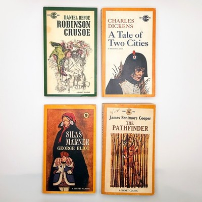 Lot of 4 Vintage Signet Classics Paperbacks   Dickens Defoe Eliot Cooper