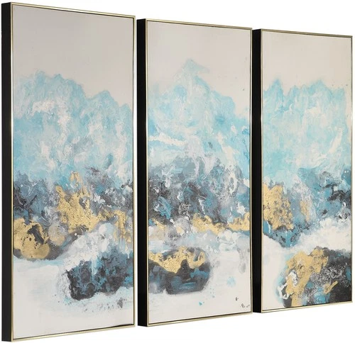Uttermost 34370 Crashing Waves 48" x 24-1/4" Three Panel Framed - Blue - Picture 5 of 5