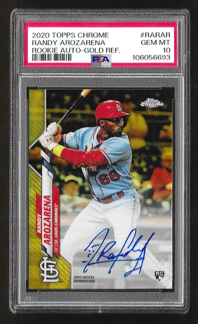 2020 Topps Chrome Gold Refractor Autograph Randy Arozarena RC Rookie PSA 10 #/50