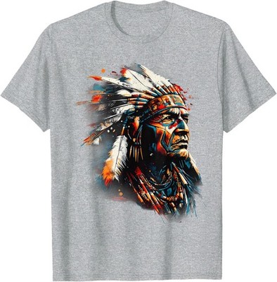 Indian Chief Native American Feather Headdress Chief Unisex T-Shirt
