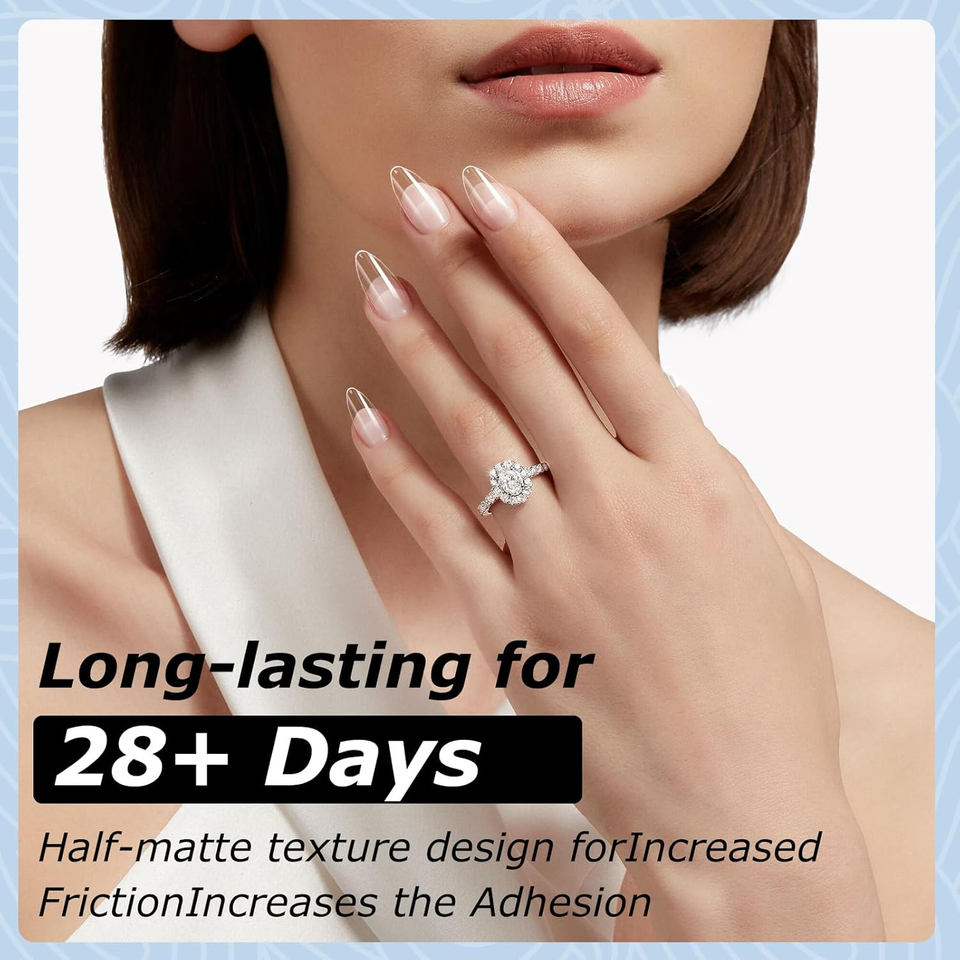 Almond Fake Nail Tips, 288Pcs Soft Gel Pre Filed Acrylic Almond Fake ...