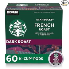 Starbucks K-Cup Coffee Pods, Dark Roast Hot or Iced Coffee, French Roast, 60 Keu