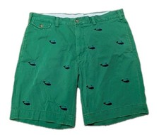 Vintage Polo Ralph Lauren All Over Embroidered Whale Green Chino Shorts Men's 36
