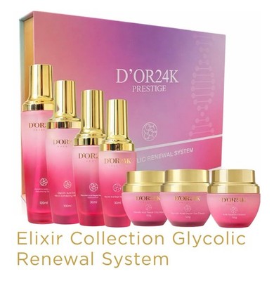 D'OR24K Prestige Glycolic Acid Renewal Skin Care Set SPF 15 Cleanser Serum