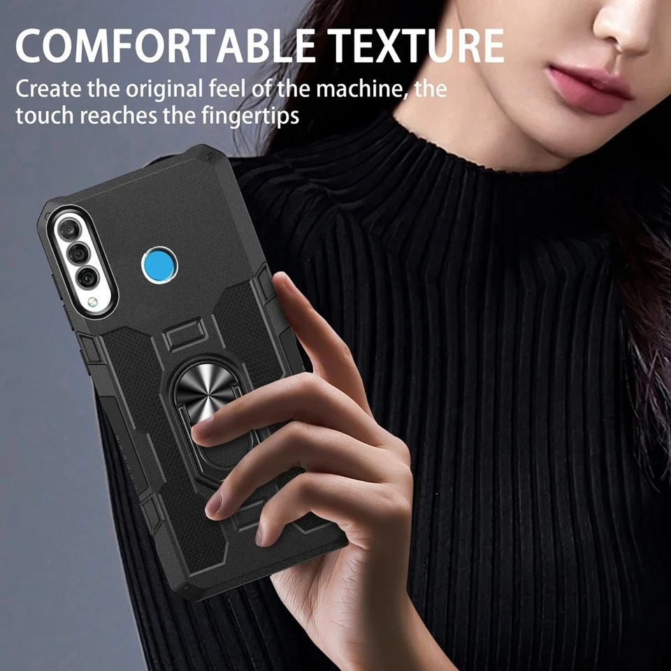 Case for Huawei P30 Lite - Black Shockproof Armor with Ring Stand & Protection - Image 3 of 4