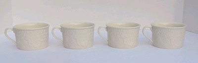 Lot Of 4 Mikasa English Countryside White Flat Coffee Cups Mugs DP900