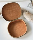 Vintage Brass Oval Jewelry Vanity Trinket Box Reptile Skin Inlay Suede Lined Box — photo 2