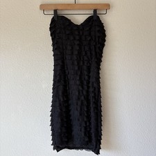 Vintage Forever 21 Strapless Black Ruffle Mini Bodycon Party Dress