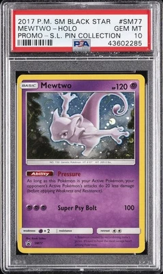 2017 POKEMON SM BLACK STAR PROMO #SM77 MEWTWO-HOLO PSA 10