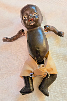 1930s Japan black African American Bisque 4'' Jointed String Doll