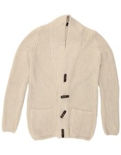 Cardigan maglione uomo Zara bottoni borsone medio bianco sporco acrilico CL02