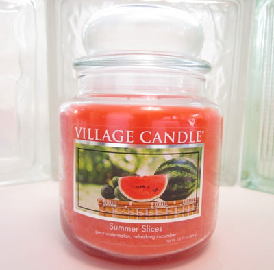 Watermelon Scent 2 Wick Candle Village Candle Summer Slices 13.75 oz