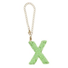Letter Bag Charm Bling Glitter Letter Charm Initial, Green, X Shape