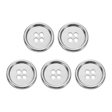 5pcs Metal Button 18mm (0.71") 4 Holes Alloy Round Sewing Buttons, White