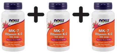 3 x NOW Foods MK-7 Vitamin K-2, 100mcg - 120 vcaps (333,12 EUR/kg)