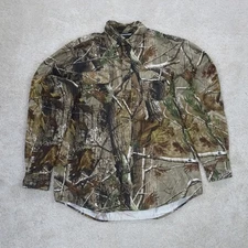 Realtree Shirt Mens Medium (38-40) Green Camo Cotton Outdoor Hunting Button Down