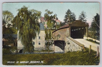 c.1907 Bridge and Mill at Berkley Reading Pennsylvania Postcard VTG