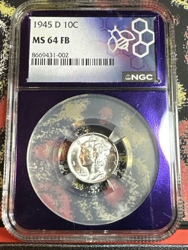 1945 D NGC MS64 FB Full Bands Silver Mercury Dime 10c Coin