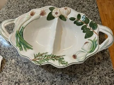 Vietri Italy, ORTO or BEL ORTO Onion Garlic 8763/50 LRG Divided Handled Platter