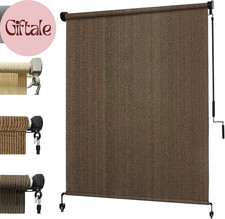 10w X8h Mocha Outdoor Roller Shade - Cordless Exterior Roll Up Sun Shade F