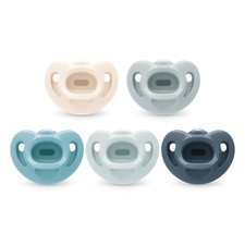 NUK First Choice Comfy Orthodontic Baby Pacifier, 0-6 Months, 5-Pack, Blue