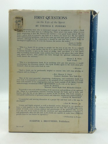 FIRST QUESTIONS ON THE LIFE OF THE SPIRIT - Thomas E. Powers - 1959 - AAA, AA - Picture 6 of 8