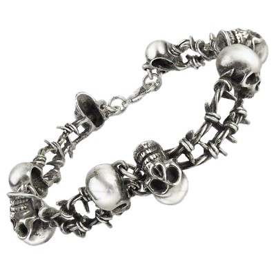 ALCHEMY SKULL BARBED WIRE BRACELET Gothic No Man's Land WW1 Punk