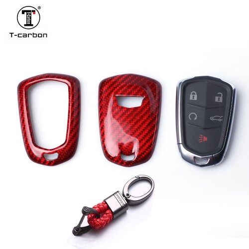 1pc Red Carbon Fiber Key Fob Case Cover For Cadillac ATS CTS CT6 XTS XT5 ELR SRX - Picture 5 of 7