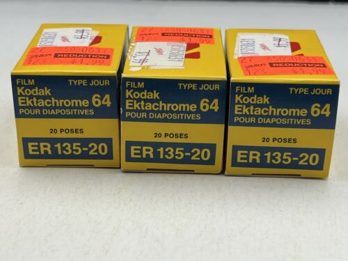Kodak Sealed Ektachrome ER135-20 ASA 64 Slide Film Expired 1982 3 Rolls
