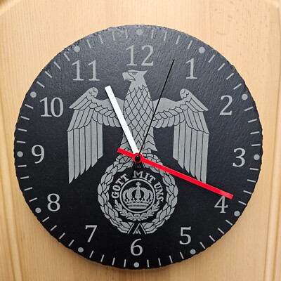 Wanduhr Schiefer Reichsadler Wehrmacht Uhr Stein Gott mit Uns