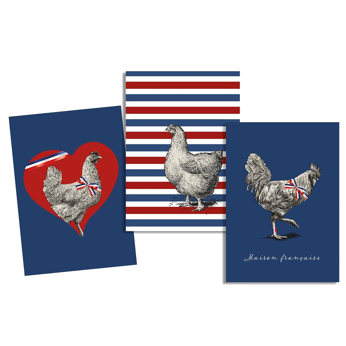 Lot de 3 torchons de cuisine en coton serge carreaux gris 50x70 cm