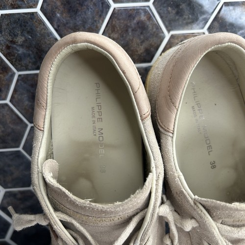 Philippe Model PRSX Low Sneakers Size 38 Pale Beige Pink Suede - Picture 8 of 10