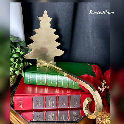 Christmas Stocking Hook Brass Tree Long Arm Brass Stocking Hanger Christmas Hook - Picture 1 of 11