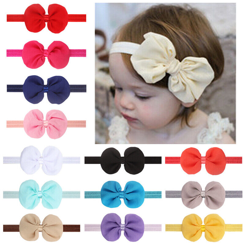 Baby Girl Infant Toddler Linen Elastic Bow Hairband Headband Head Band Hair  Clip