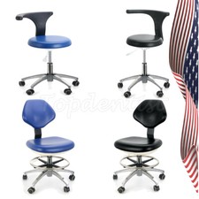 Dental Doctor Stool Adjustable Rolling Chair with Backrest Hydraulic PU Leather