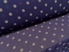 Printed Chiffon Yoryu Dress Fabric, Per Metre - Polka Dot Print - Purple Navy