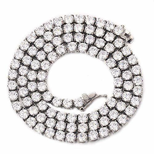 Unisex Stainless Steel 4mm 1 Row Cubic Zirconia Tennis Necklace ANTI-TARNISH - Afbeelding 1 van 1