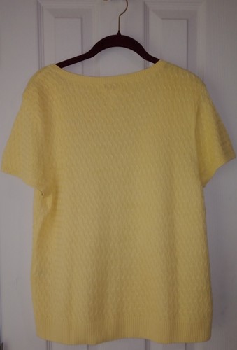 TALBOTS YELLOW TEXTURED SHORT SLEEVE SWEATER LARGE - Picture 2 of 2