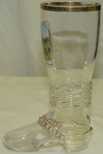 2 Antique German Glass Boots 1809 Execution Commemorative Napoleonic War Prison - Picture 10 of 11