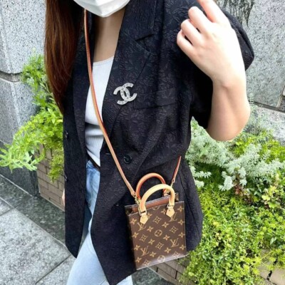 Auth LOUIS VUITTON Monogram Petit Sac Plat Hand Bag PVC